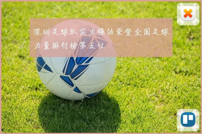 深圳足球队实力强劲荣登全国足球力量排行榜第五位